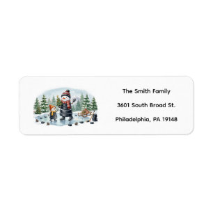 Hockey Snowman Party Theme Label