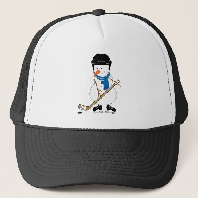 Hockey Snowman Trucker Hat (Front)