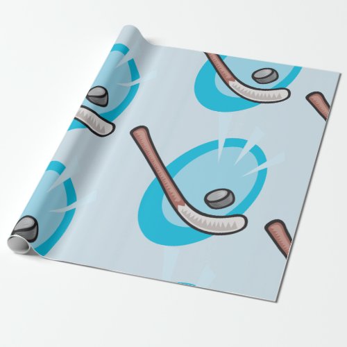 Hockey Sport Stick And Puck Wrapping Paper