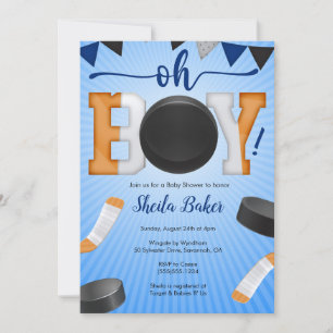 Hockey Sports Baby Shower Invitation - Oh Boy