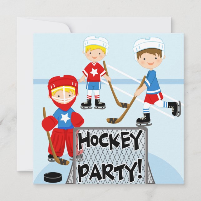 Hockey Sports Birthday Party Birthday Invitations (Front)