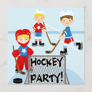 Hockey Sports Birthday Party Birthday Invitations
