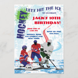 Hockey Sports Birthday Party Invitations
