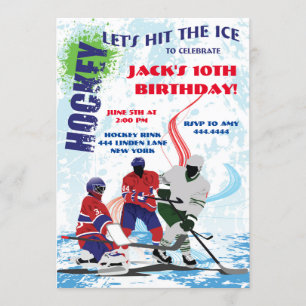 Hockey Sports Birthday Party Invitations