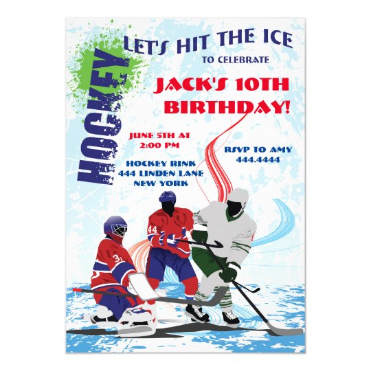 Hockey Sports Birthday Party Invitations Zazzle Com