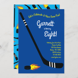 Hockey Sports Cute Kids Birthday Party Invitation