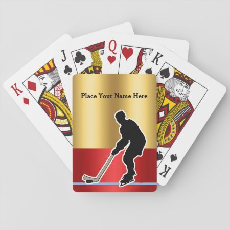 Hockey Sports Elegant Silhouette2 Personalize Playing Cards