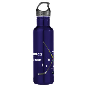 Hockey Sports Emphasis Player Silhouette Stainless Steel Water Bottle