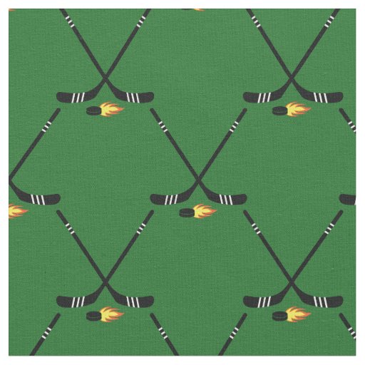 Hockey Sports Flaming Pucks Fabric