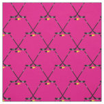 Hockey Sports Flaming Pucks Pink Girls Fabric