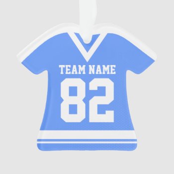 Hockey Sports Jersey Blue With Photo Ornament by tshirtmeshirt at Zazzle