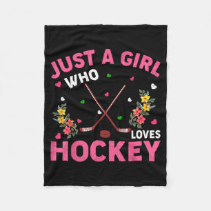 Hockey Sports Lover Just A Girl Who Loves Hockey Fleece Blanket
