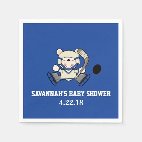 Hockey Sports Polar Bear Custom Party Napkin