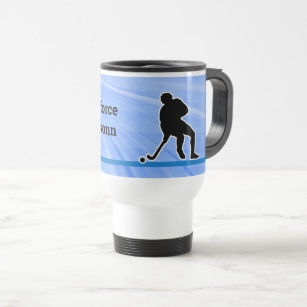 Hockey Sports Silhouette player personalize Travel Mug