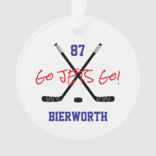 Hockey Sports Team Colors Player Number Name Ornament