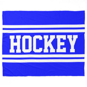 HOCKEY Sporty Bold Royal Blue White Hockey Stripes Fleece Blanket