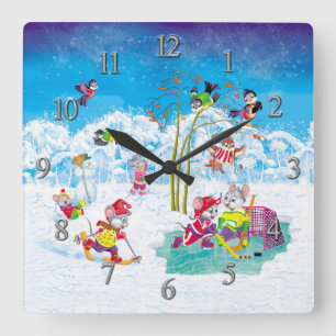 hockey square wall clock
