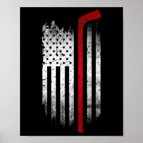 Hockey Stick American Flag Patriotic Ice lover Hoc Poster