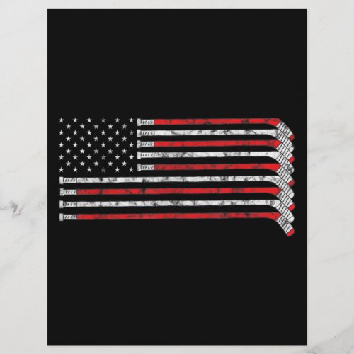 Hockey Stick USA Flag Faded Hockey Player Letterhead