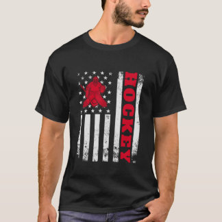 Hockey Stick USA Flag Player Design for Men Women T-Shirt