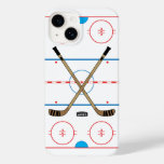 Hockey Sticks And Center Ice Hockey Rink Case-mate Iphone 14 Case at Zazzle