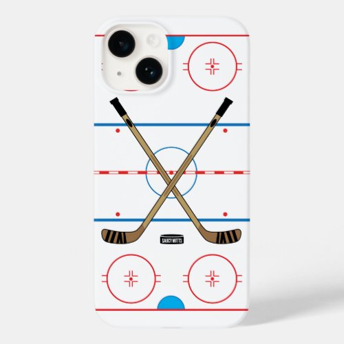 Hockey Sticks and Center Ice Hockey Rink Case_Mate iPhone 14 Case