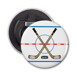 Hockey Sticks and Center Ice Team Gift Idea Bottle Opener