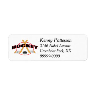 Hockey Sticks and Puck 4 Line Label