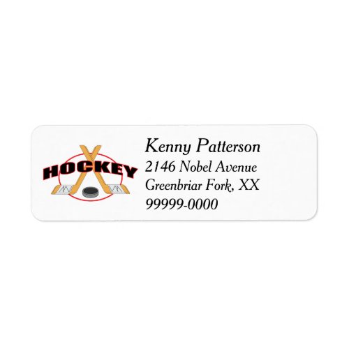 Hockey Sticks and Puck 4 Line Label
