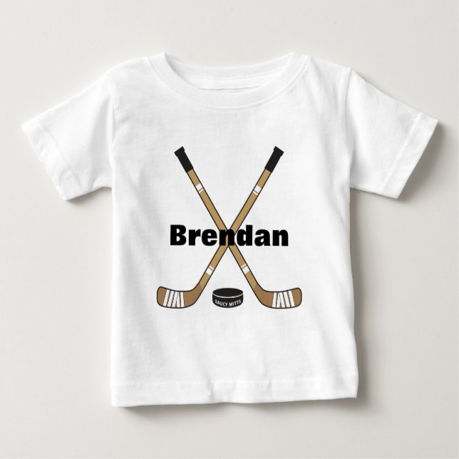 Hockey Sticks Baby Infant Personalized Baby T-Shirt (Front)