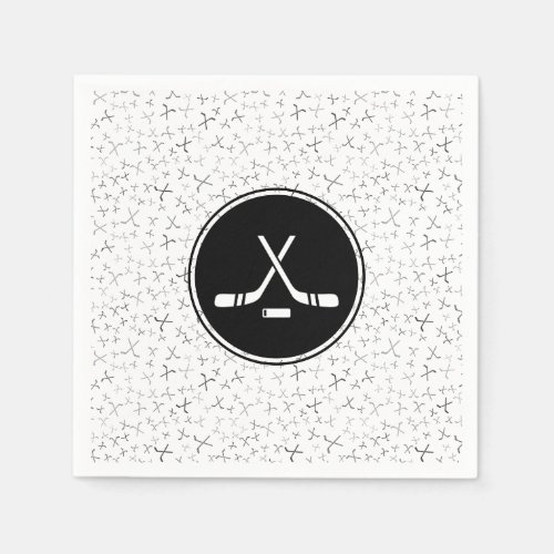 Hockey Sticks Black White Stylish Sporty Athletic Napkins