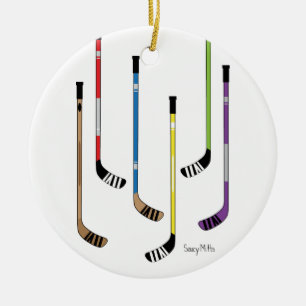 Hockey Sticks Ceramic Ornament
