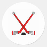 Hockey Sticks Classic Round Sticker at Zazzle