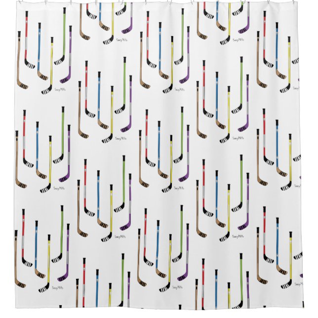 Hockey Sticks Colorful Shower Curtain (Front)