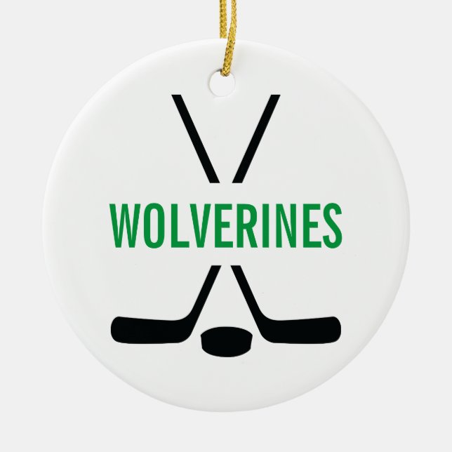 Hockey Sticks Personalized Ceramic Ornament (Front)
