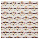 Hockey Sticks with Puck Hockey Text Fabric