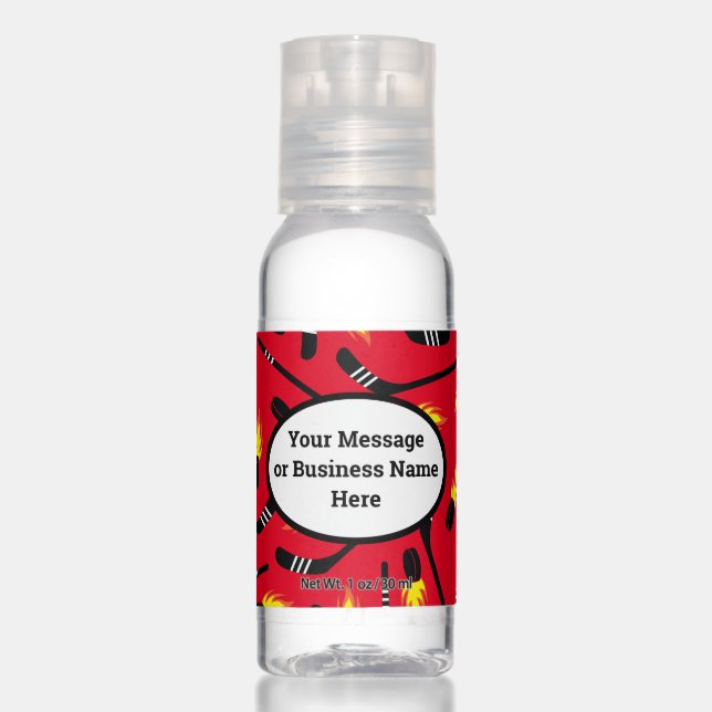 Hockey Team Sports Name Logo Message Hand Sanitizer (Front)