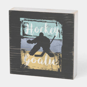 Hockey Tee - Vintage Retro Hockey Goalie Wooden Box Sign