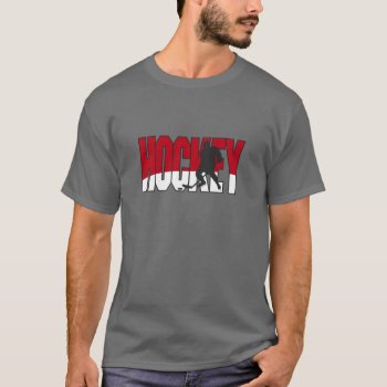 Hockey Text Red T-shirt by sports_shop at Zazzle