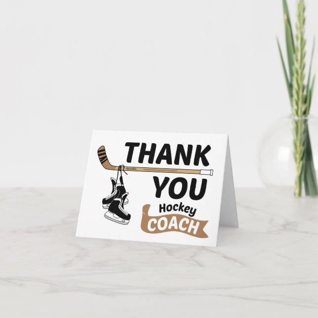 Hockey Thank You Coach Skates and Stick Card (Front)