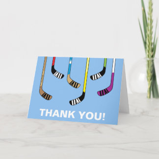 Hockey Thank You Colorful Hockey Sticks Card