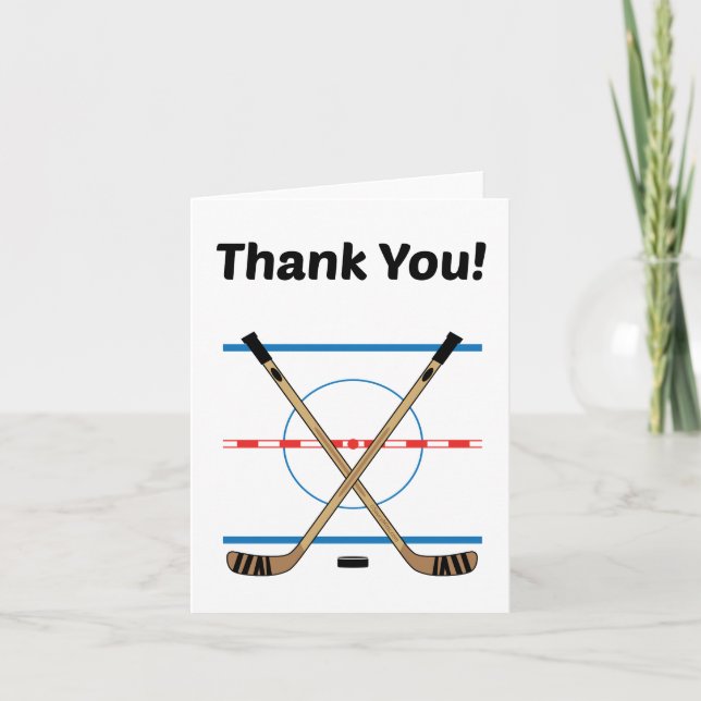 Hockey Thank You Hockey Sticks at Center Ice Card (Front)