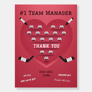 Hockey Thanks Coach Manager (red) Team Sign
