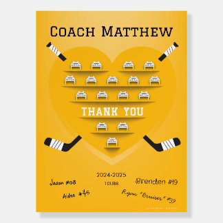 Hockey Thanks Coach Manager (yellow) Team Sign