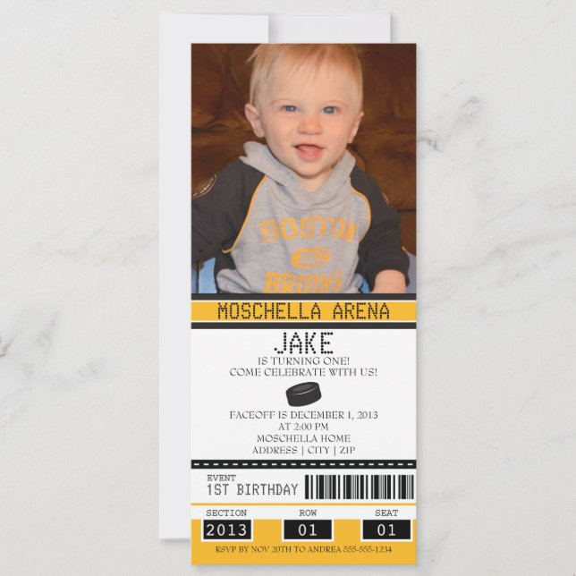 Hockey Ticket Birthday Invitation (Front)
