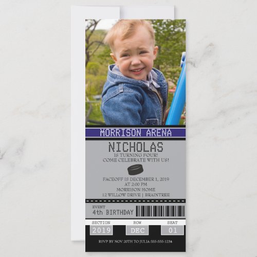 Hockey Ticket Birthday Invitation