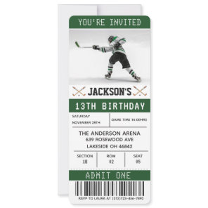 Hockey Ticket Birthday Invitation Template