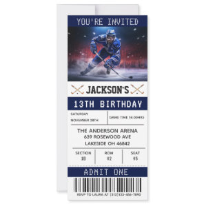 Hockey Ticket Birthday Invitation Template