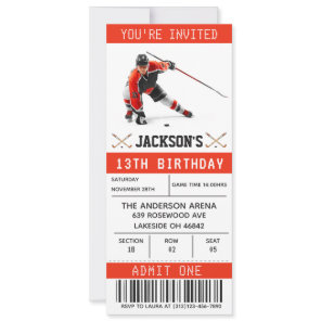 Hockey Ticket Birthday Invitation Template