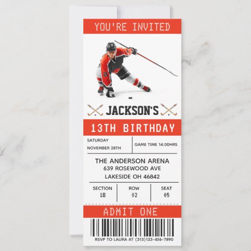 Hockey Ticket Birthday Invitation Template